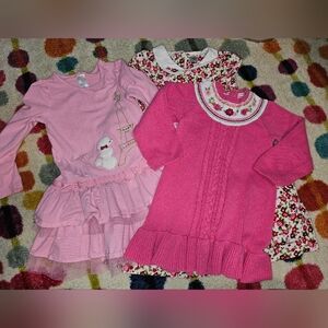 3 Gymboree Dresses Size 5t Cozy Owl Pink Poodle Sweater Dress EUC
